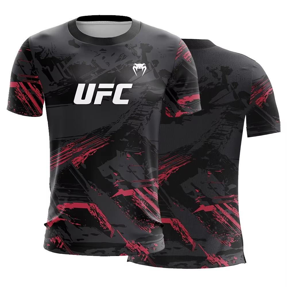 Neues Herren UFC Mode Kurzarm Fitnessstudio Laufen Rundhals T-Shirt MMA Training Übung Fitnessstudio Sport Oberteile Leichtes Spieler Trikot M