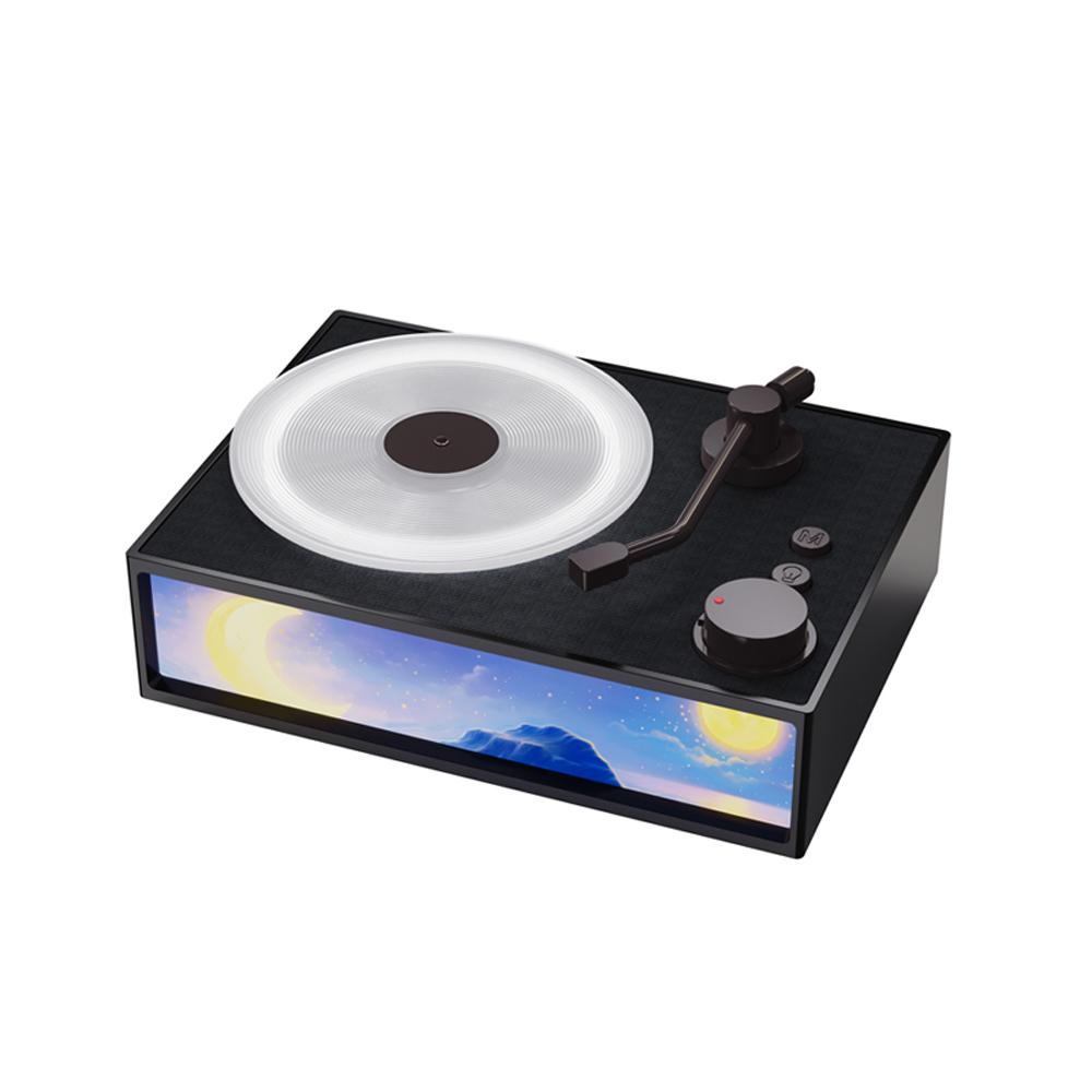 Drahtloser BT-Lautsprecher Aroma Desktop Record Player Lautsprecher LED Nachtlicht mit 10ml ätherischem Öl für schwarz