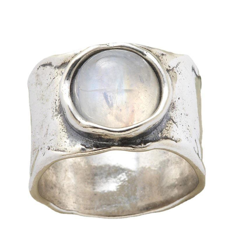 2025 Vintage Runde Mondsteinringe für Damen Neuheiten Damen Massiver Ring Damen Hochzeitsschmuck Accessoires Geschenke für Mädchen 6 silber