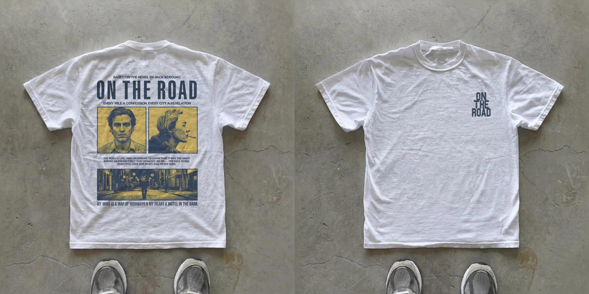 Jack Kerouac auf dem Weg T-Shirt Buchliebhaber Geschenk Unisex Minimalistisches T-Shirt Kult Vintage T-Shirt Literarische Zitat T-Shirt Buch T-Shirt 4XL