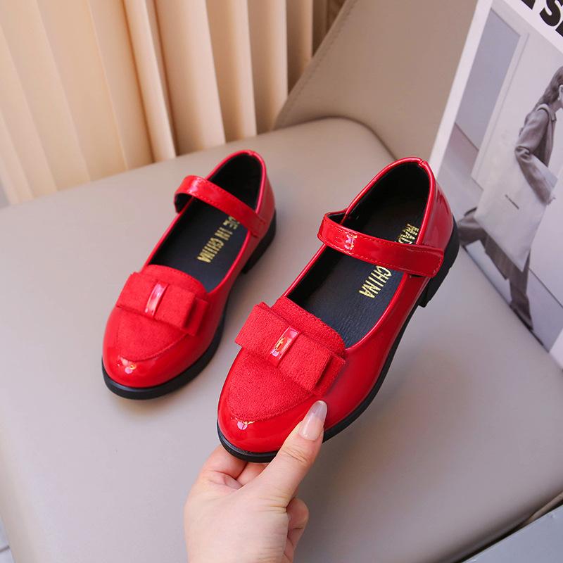 Mädchen Ballerinas Kinder Prinzessin Schuhe mit Schleife Süße Kinder Mary Janes Elegant Klassischer Britischer Stil Mode 27 rot