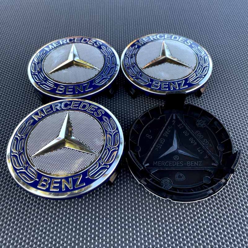 4 Stück 75mm A1714000025 Radnabendeckel für Mercedes Benz W176 W177 W204 W205 W212 W213 W206 X156 X253 W117 Autoteile 75mm 4Pcs dunkelblaue