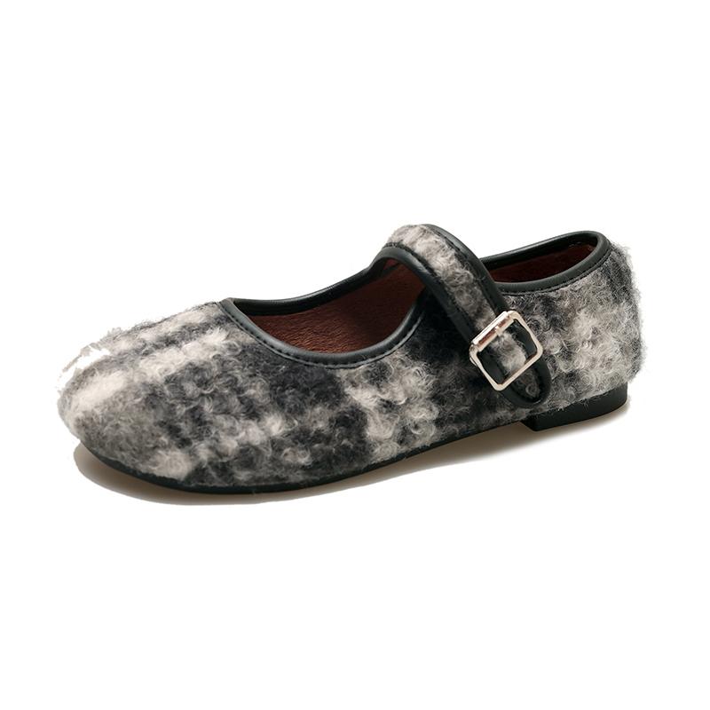 Schuhe Damen Mary Janes Damen Ballerinas Elegant Kleid Ballerinas Damen Gemischte Farben Runde Zehen Schnallenriemen Weiche Sohle Damen Schuhe 39 schwarz