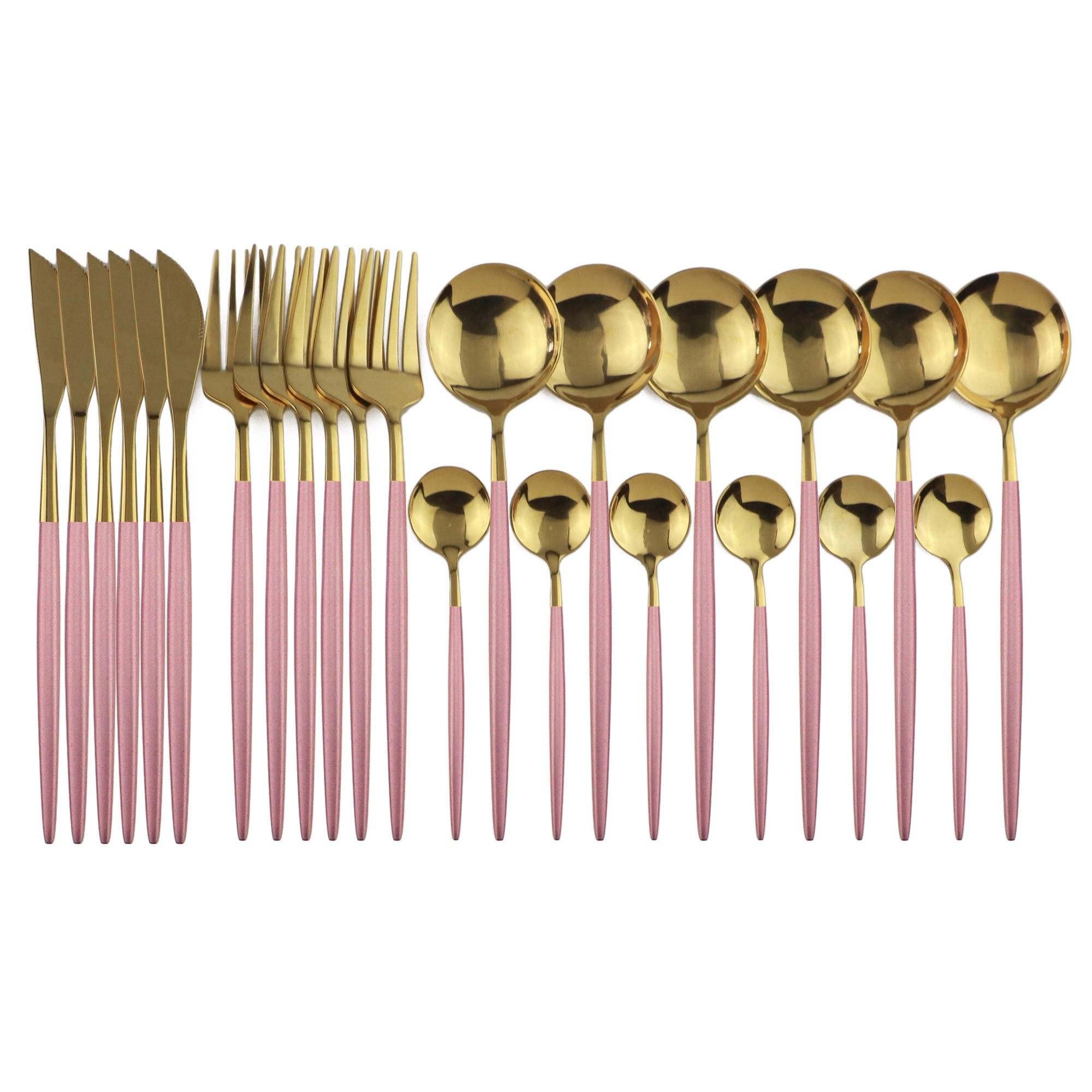 24 stücke Schwarz Gold Geschirr Set Edelstahl Besteck Set Küche Gabel Messer Löffel Geschirr Set Besteck Set Besteck Set gold/rosa