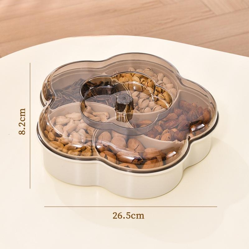 Obstschale mit Deckel Groß Haushalt Nuss Snack Süßigkeiten Aufbewahrungsbox Wohnzimmer Kaffeetisch Einfache Trockenobstbox . beige