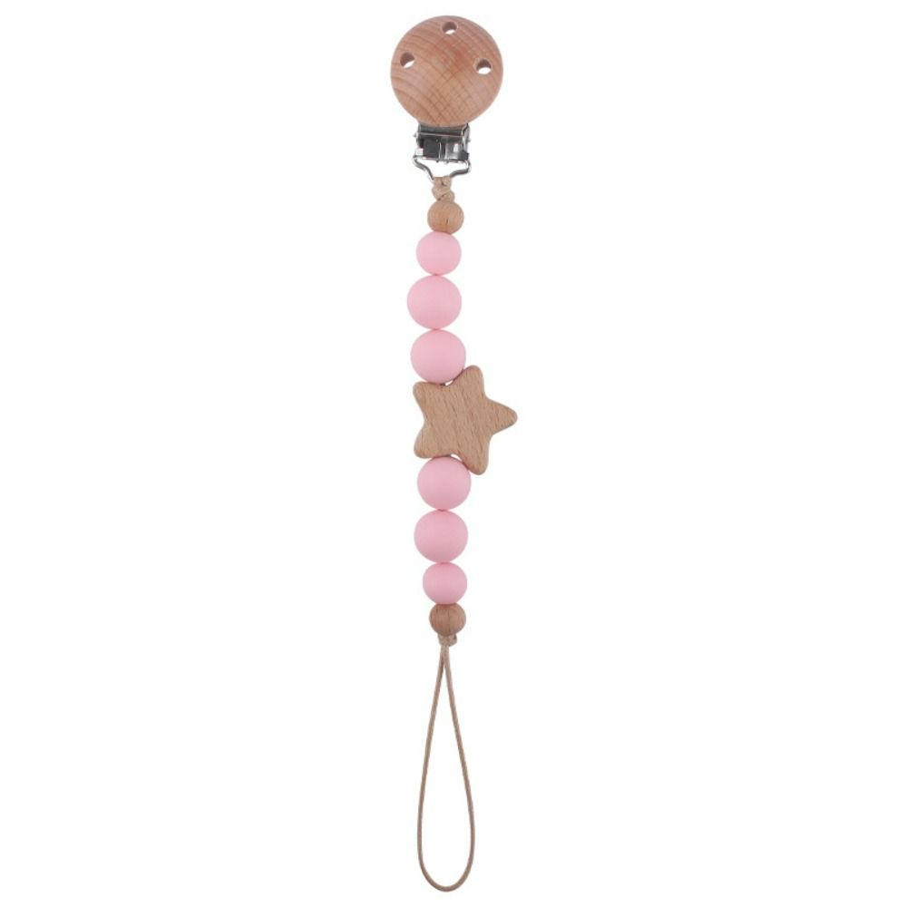 Kinder Kleinkind Schnullerhalter Clips Baby Schnullerkette Baby Beißring Spielzeug Bänder Schnullerclips rosa