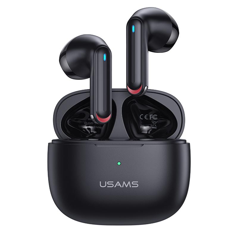 USAMS Bluetooth 5.2 Drahtlose Ohrhörer Mini TWS Kopfhörer Freisprecheinrichtung für Sport mit Ladebox Wasserdichter Kopfhörer für Telefon BT 5.2 Wireless Earbuds schwarz