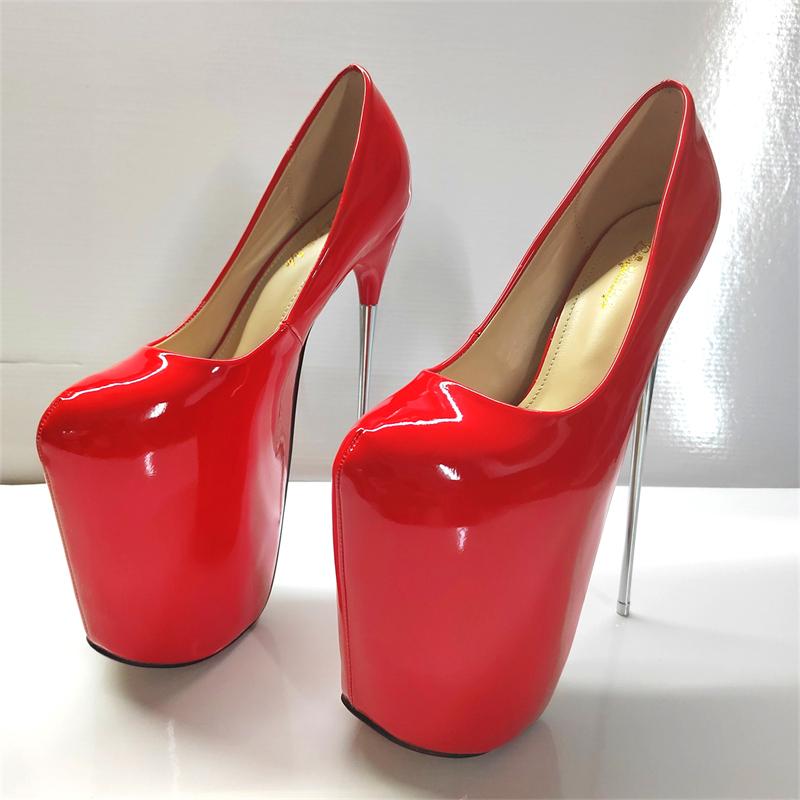 Sexy Extreme High Heels Stripper Stiletto Pumps Schuhe Frau Luxus 19cm Metall Rot Schwarz Heels Plateau Fetisch Schuhe Große Größe 50 35 rot