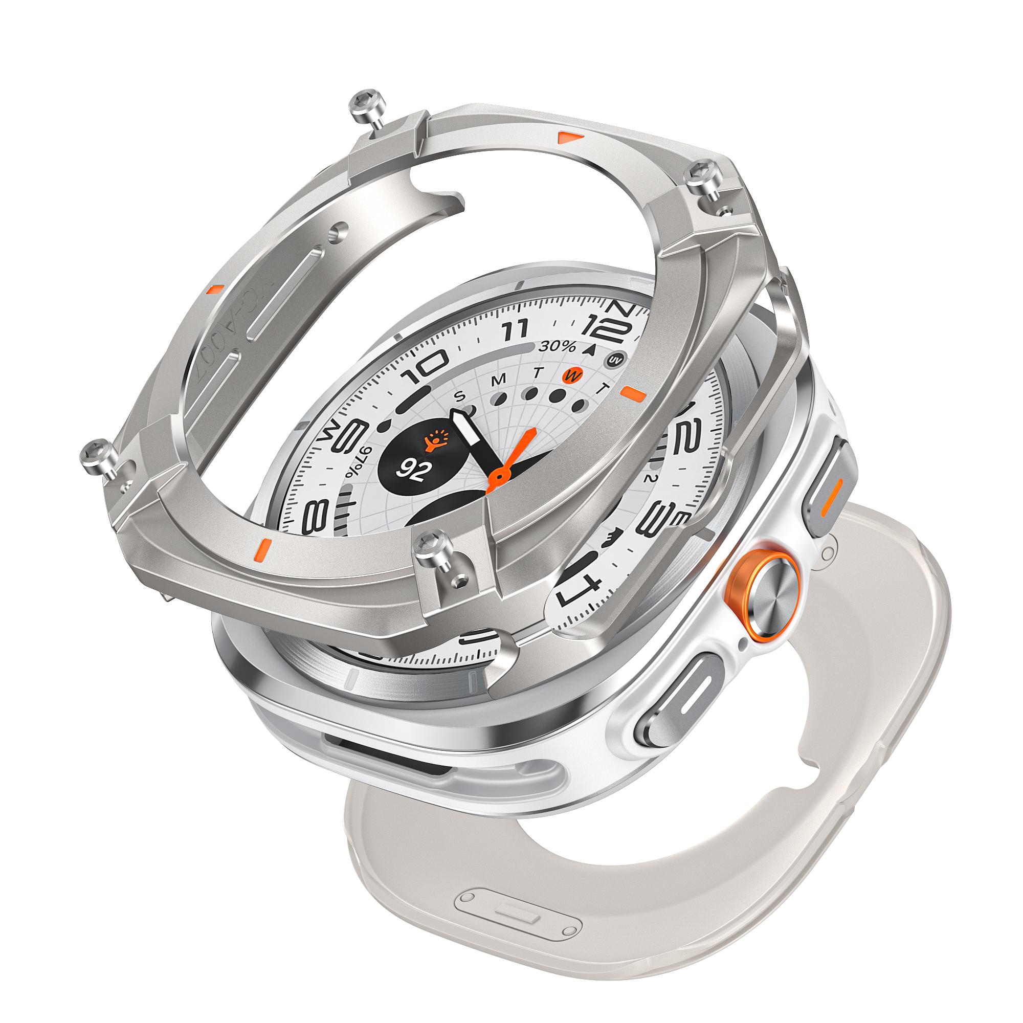 Schutzhülle aus Aluminiumlegierung für Samsung Galaxy Watch Ultra 2024/2025 47mm Herren-Abdeckung für SAMSUNG Galaxy Watch 8 44mm Displayschutz Zubehör For Samsung watch 8 44mm beige