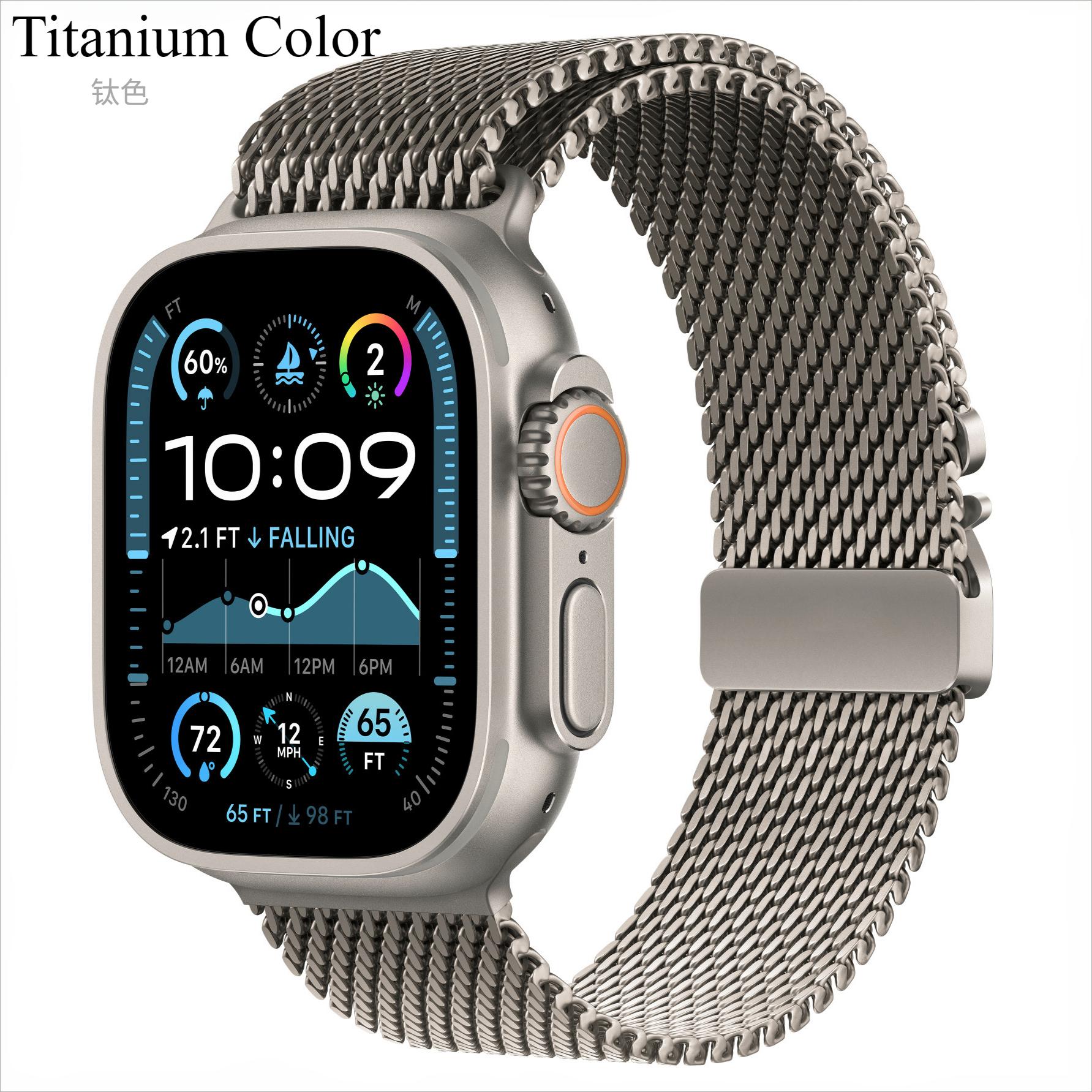 Milanaise Armband aus Titanmetall für Apple Watch Ultra 2/3 Armband 49mm Serie11 46MM Armband iWatch Serie 10 9 8 7 6 5 SE 45mm 44mm 42mm Series11/10 46mm&Titanium