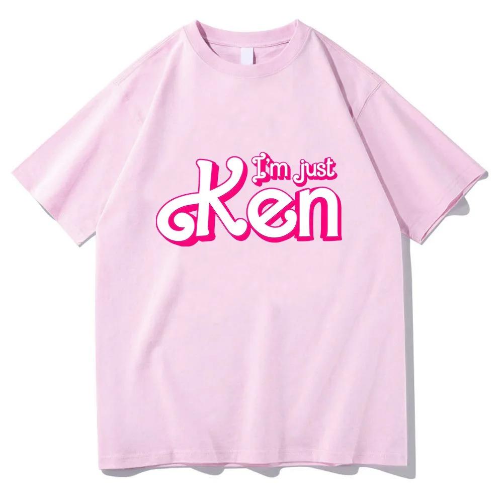 I'm Just Ken RyanGosling T-shir for Spring Round Neck Tee-shirt Graphic Printing Cotton Tshirt Ropa Hombre Comfortable Clothing XS rosa