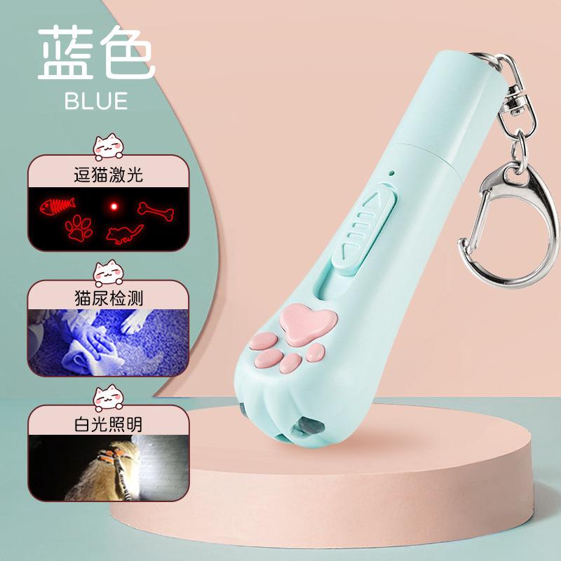 Interaktives Katzenspielzeug für Wohnungskatzen und Hunde, 7 in 1 USB-wiederaufladbares Katzenangelspielzeug zum Jagen und für Bewegung blau