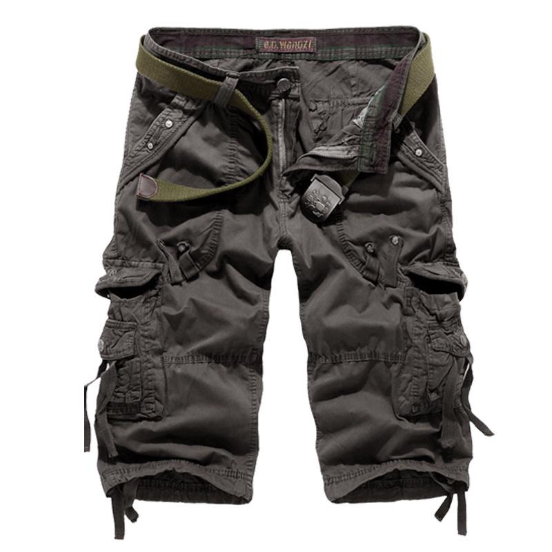 Mode Sommer Herren Freizeit Cargo Shorts Lockerer Schnitt Locker Tasche Knie Capri Cargo Hosen Hose Weich 38 dunkelgraue