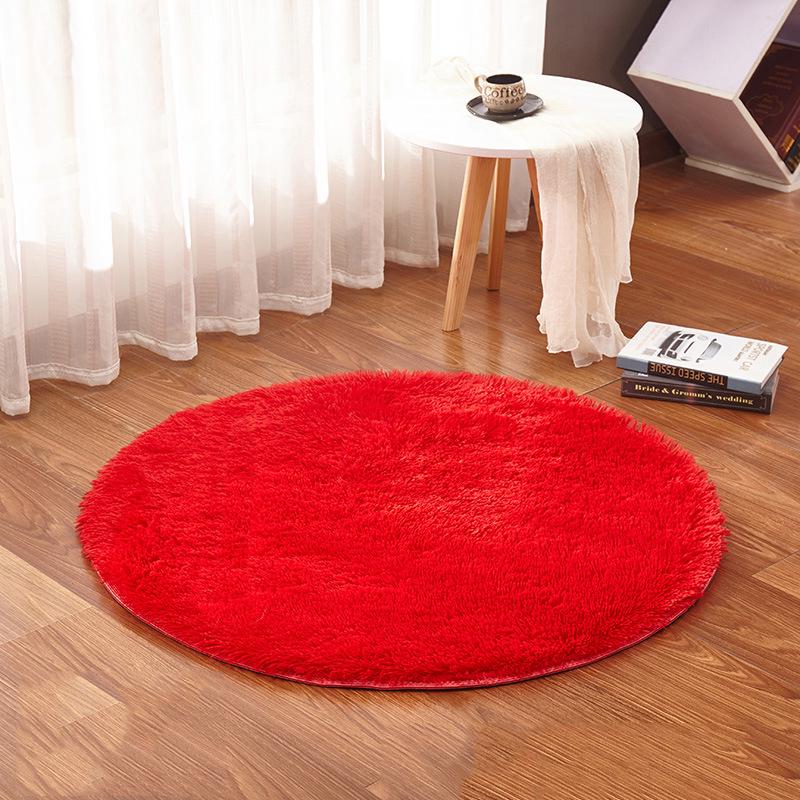 1PC Schlafzimmer runder Teppich rutschfeste Kreise Matte runder Teppich kleine Teppiche lange Plüschteppiche waschbar 40cm