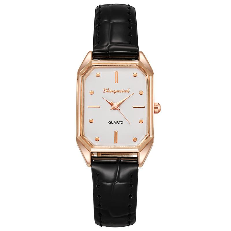 Elegante Damen-Quarzuhren, modisches Rechteck-Design, Damen-Armbanduhren, beste Geschenke, Uhr für Frau, Familie, Freund schwarz