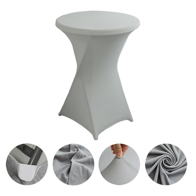 Höhe Stretch Runde Tischdecke Cocktailtischhülle Spandex Tischdecke Bar Hotel Party Hochzeit Elastische Tischdecke Deko 5PCS-60*110cm licht grau
