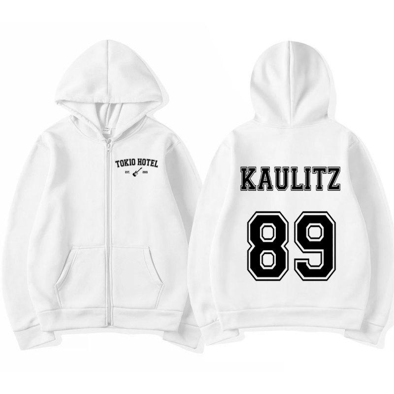 Rock Band Tokio Hotel Kaulitz Zipper Hoodies Herrenbekleidung Herbst Winter Zip Up Kapuzenpullover Lässige Vintage Hoodie Jacke M weiß