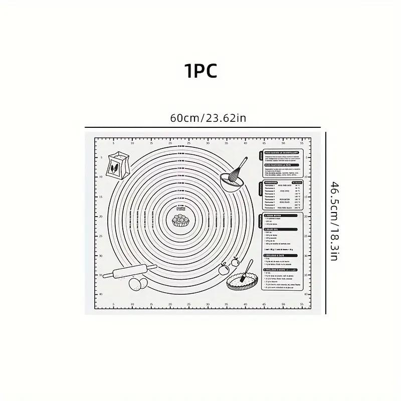 Antihaftbeschichtete Silikon-Backmatte zum Backen, Ausrollen und Kneten von Teig – Ideal für Kekse und Kuchen – Küchenwerkzeug mit Skala zum Backen an Feiertagen 60*45CM weiß