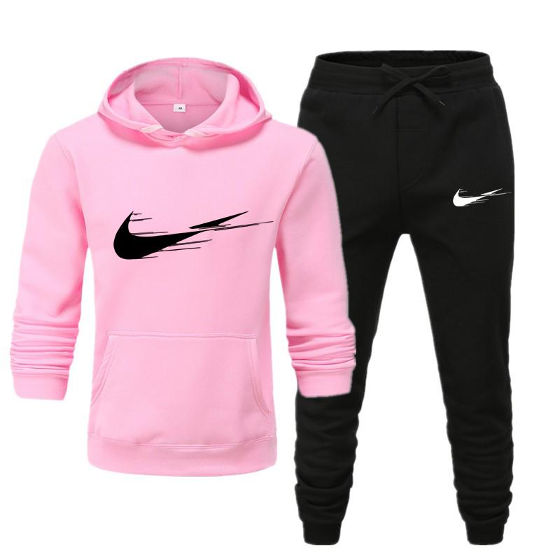 khaki Herren/Damen Sportbekleidung Sets Frühling Herbst Marke Kapuzenpullover Lässiger Trainingsanzug Herren 2-teilig Hoodies + Hosen Herrenbekleidung S rosa