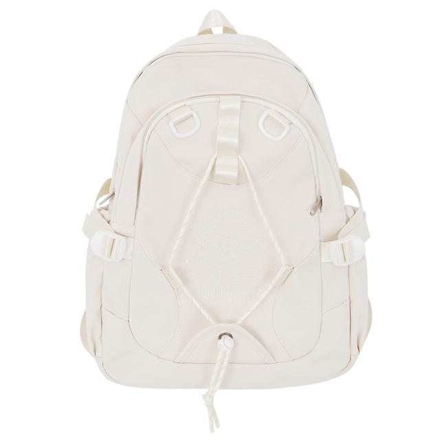 Neue Mädchen Freizeit Weiß Stickerei Nylon Kawaii Schule Tasche Frauen College Rucksack Dame Nette Laptop Mode Weibliche Reise Buch Tasche No rabbit doll weiß