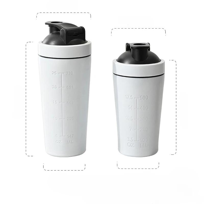 500ML/750ML Edelstahl Proteinpulver Shaker Flasche mit Stahlkugel und Skala Auslaufsicher Fitnessstudio Fitness Sport Molke Shakes Becher 750ML