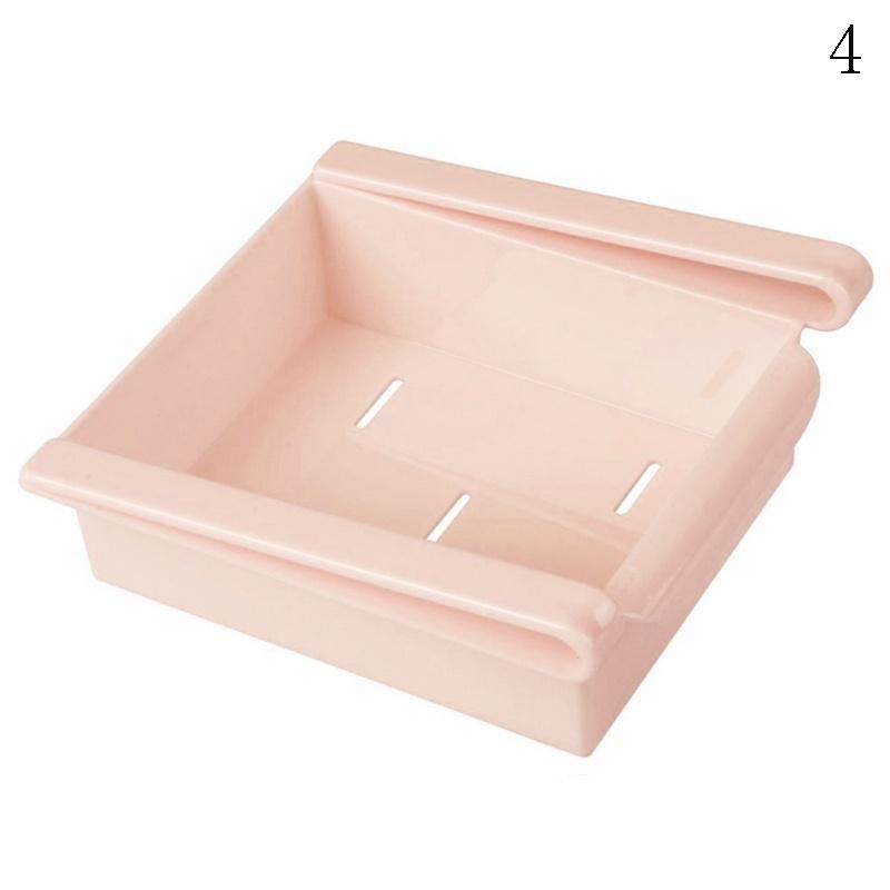 Slide Küche Kühlschrank Gefrierschrank Space Saver Organizer Lagerregal Regalhalter rosa