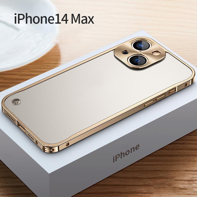 6 Farben Aluminiumlegierung Acryl Harte Stoßfeste Klare Hülle Abdeckung Für iPhone 16 Pro 15 14 Pro Max 13 Pro MAX 13 Mini 12 Pro MAX For iPhone 14 Pro gold