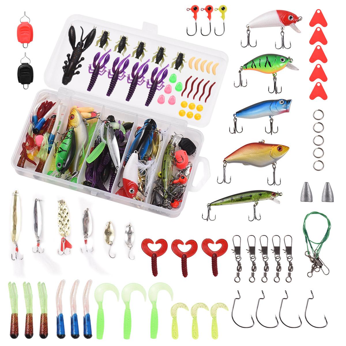 Angelköder-Set, 88-teilig, Angelbox mit Angelgerät, inklusive Angelköder und Angelausrüstung, Crankbait