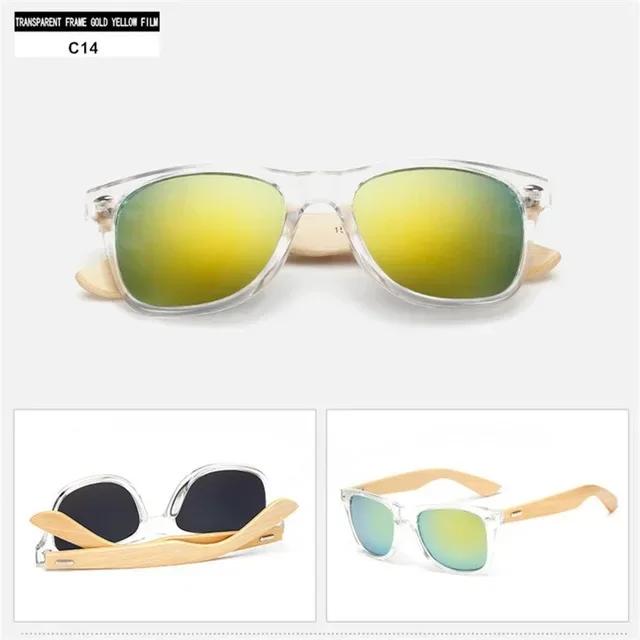 14 farbe Holz Sonnenbrille Männer Frauen Quadrat Bambus Frauen Für Frauen Männer Spiegel Sonnenbrille retro de sol masculino Handmade beige
