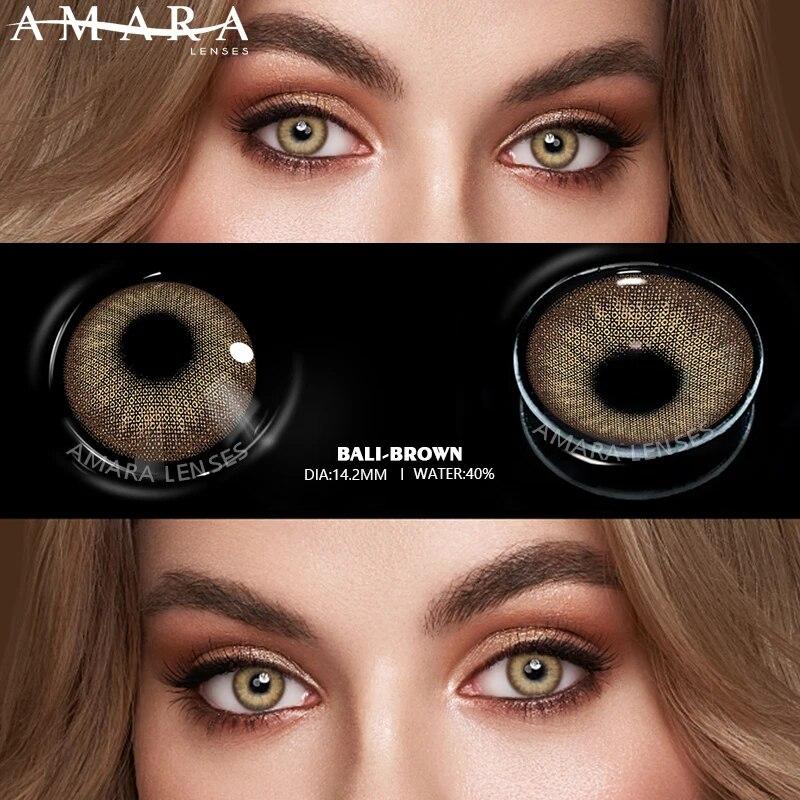 AMARA 1 Paar farbige Kontaktlinsen für Augen, blaue Kontaktlinsen, graue Augenkontaktlinsen, buntes Make-up, grüne Kontaktlinsen, jährlich 2 Stück