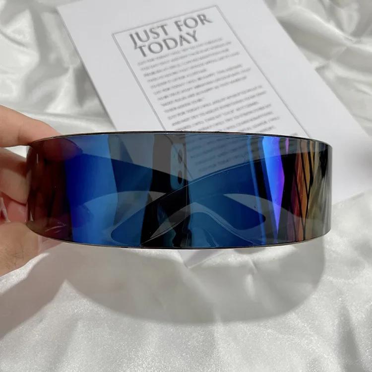 Futuristische Schmale Cyclops Visier Brille Laser Brille UV Schutz 400 Persönlichkeit Spiegelnde Linse Kostüm Brille Brillen Herren Brillen