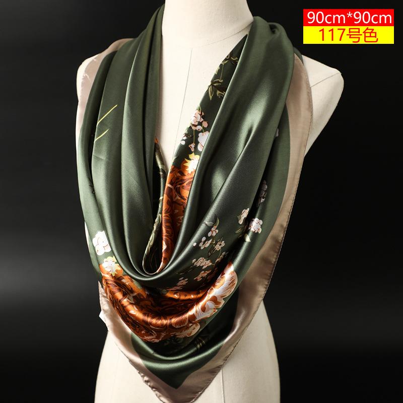 Mode Frauen Schals Quadrat Halstuch Hijab Schals 90*90cm armee grüne