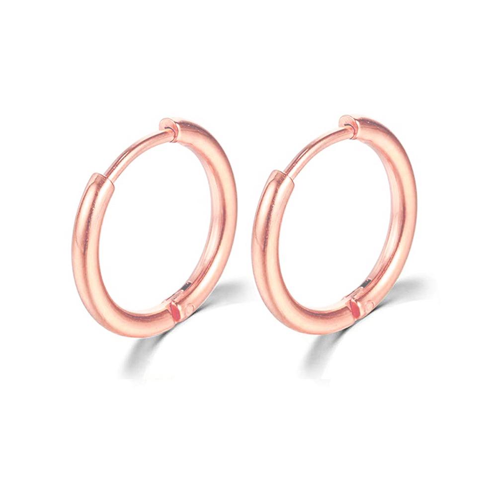 Minimalismus Kleine Creolen Für Frauen Männer Gold Farbe Edelstahl Runde Kreis Ohrring Anti-allergie Party Schmuck 10MM rose gold