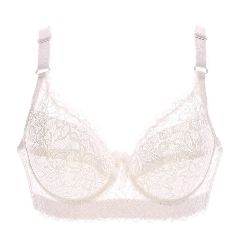 Frauen Unterwäsche Kleiner BH Plus Size Undewire Verstellbarer Spitzen-Damen-BH Brustbezug BCD Große Spitzen-BHs 36/80D weiß