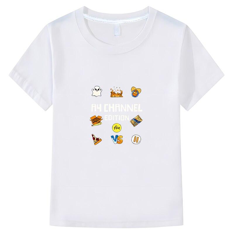 Cartoon Merch A4 Lamba Junge Mädchen T-Shirt Sommer 100 % Baumwolle Kinder Vlad A4 Papier Cartoon Kurzarm y2k Kinderkleidung einteilig 140 weiß