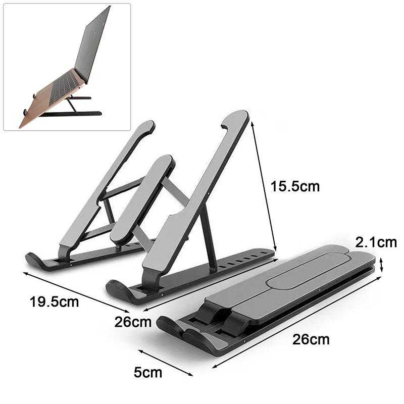 Tragbarer, verstellbarer Notebook-Tablet-Halter, Laptop-Ständer, faltbarer Computertisch 26*19.5*15.5cm schwarz
