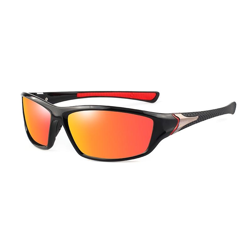 Klassisches Design Herren-Sport-Sonnenbrille, blendfreie polarisierte Sonnenbrille, UV400-Schutz, Reiten, Radfahren, Fahren orange/schwarz