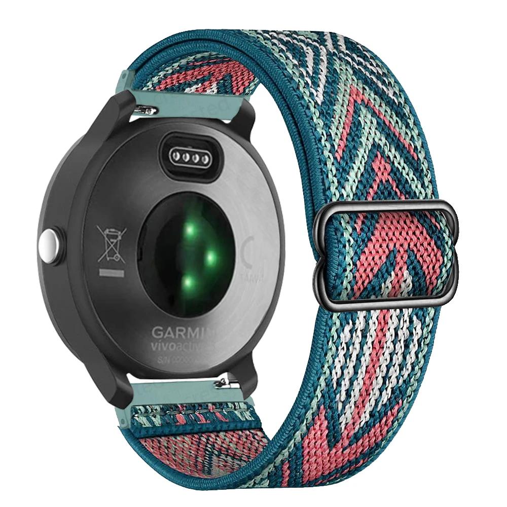 20mm 22mm Nylonarmband für Garmin Vivoactive 4 3 HR Band Uhr Venu 2 SQ Forerunner 645 Elastisches Armband Fenix 6 5 Pro 20mm Wrist Strap