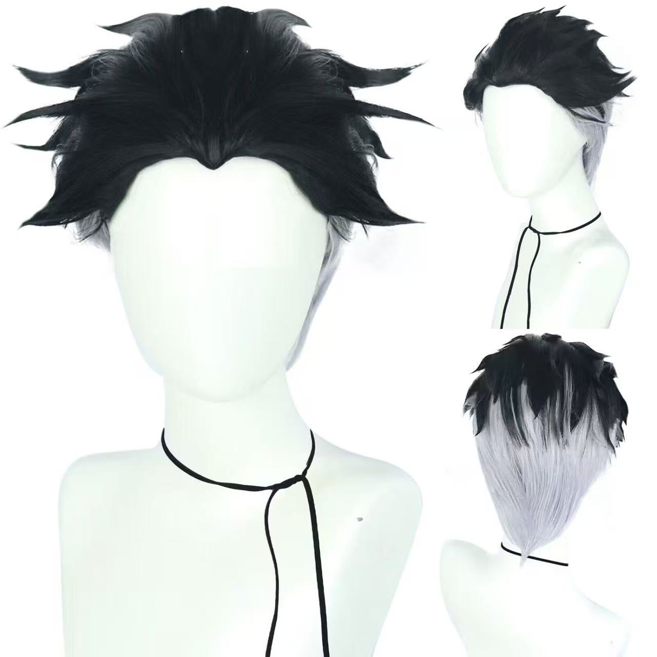 Anime Himejima Gyomei Cosplay Kostüm Mönch Druck Äußerer Umhang Perücke Team Uniform Armbänder Mann Halloween Karneval Anzug Mönch Druck one size schwarz
