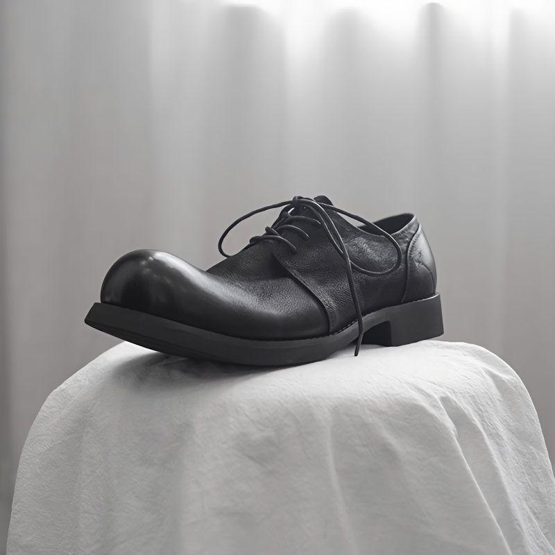 Mode Retro Dicke Sohle Zehenschuhe Neuartiges Design Freizeitschuhe für Herren Mode Luxus Designer Stil Schnürschuhe aus Leder 44 schwarz