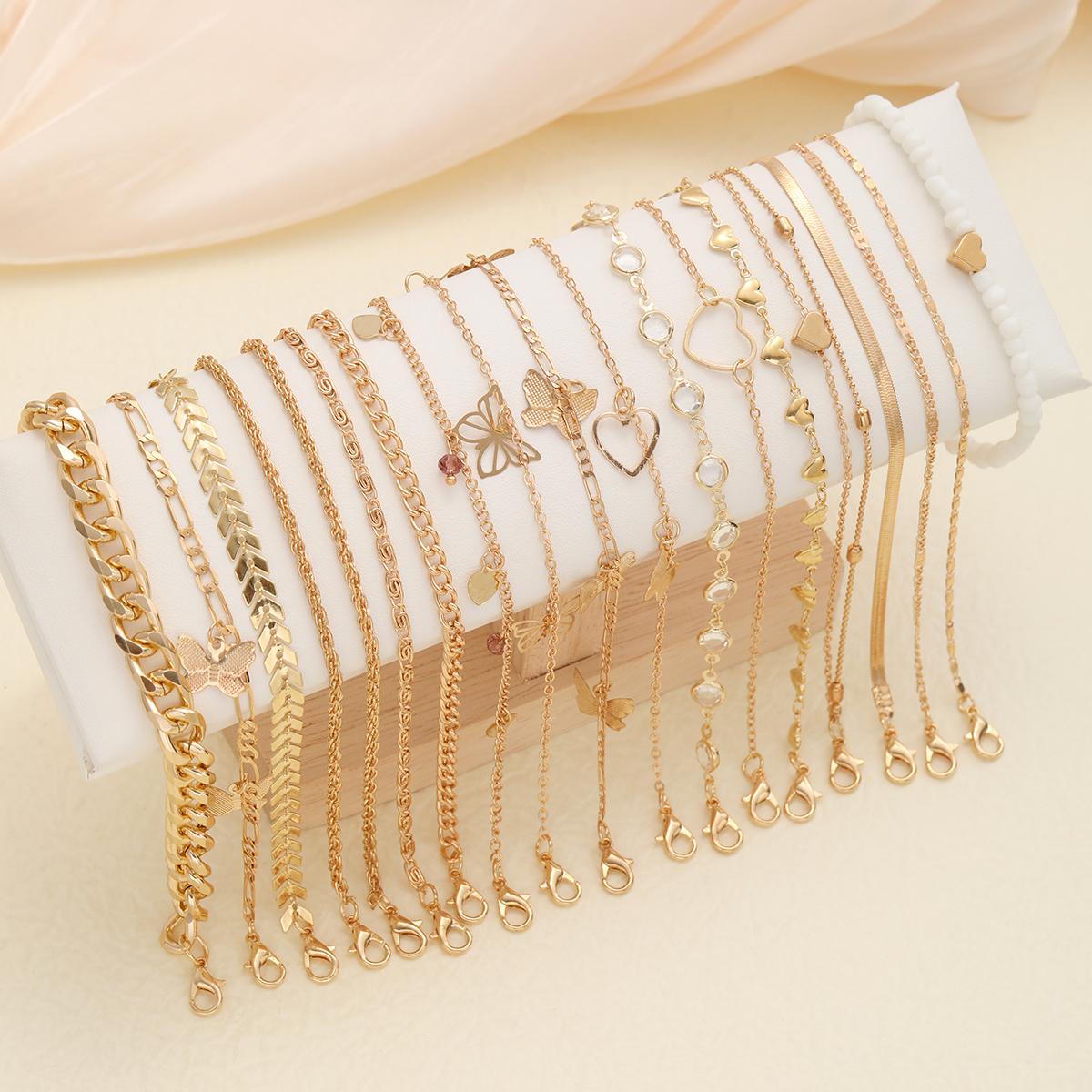20 Stück/Set Böhmische gedrehte Schlangenketten-Fußkettchen für Damen Sommer Strand Vintage Einfaches Fuß-Knöchelarmband am Bein Schmuck Geschenke
