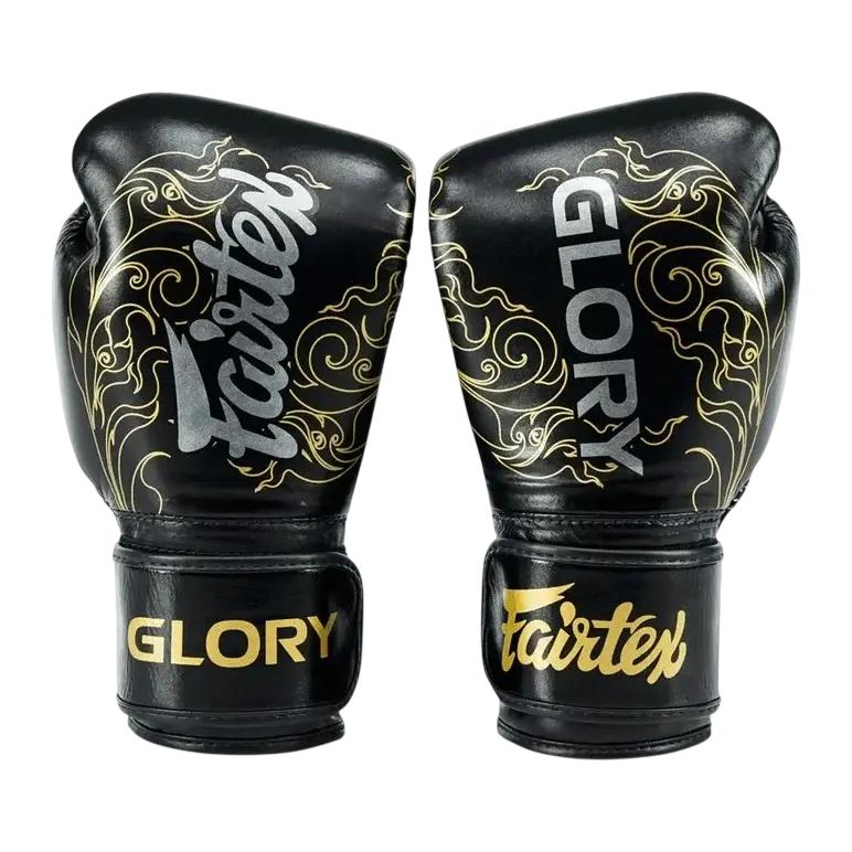 Fairtex Glory Kickboxen Wettkampf Training Boxhandschuhe 14OZ Schwarz/Gold
