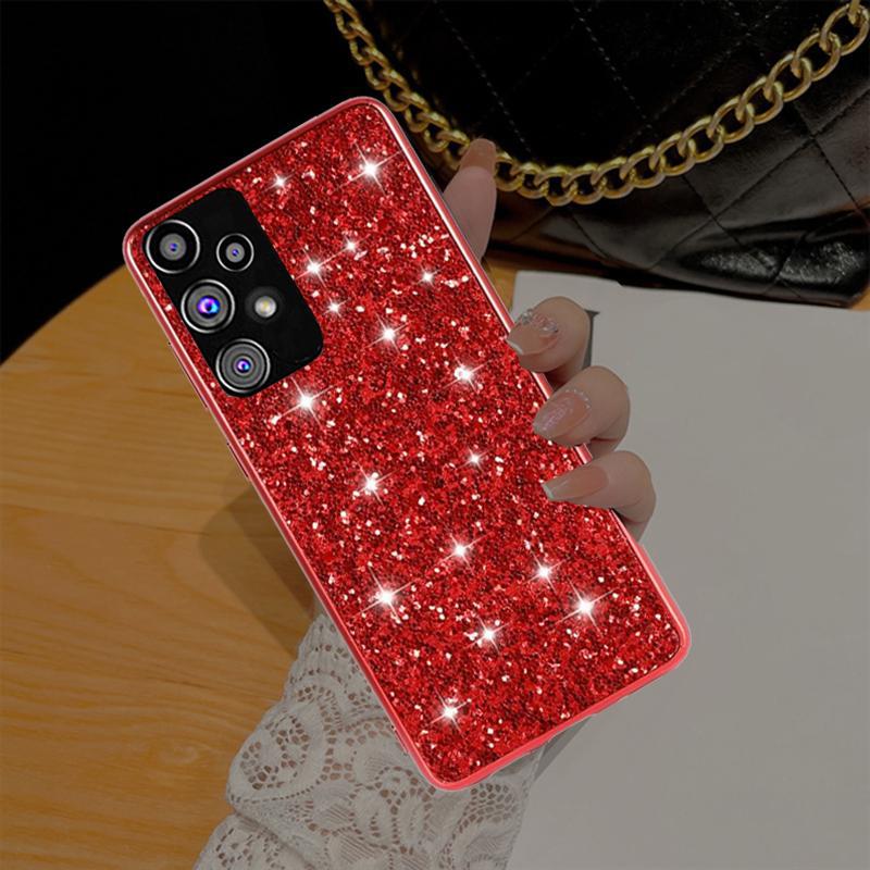 Luxus Bling Glitzer Handyhülle für Samsung Galaxy S23 S22 S21 FE Ultra Plus A14 A23 A33 A53 A73 A22 A32 A53 A72 A12 A51 M23 M32 4G 5G Weiche TPU-Abdeckung Samsung Galaxy S23 Plus rot