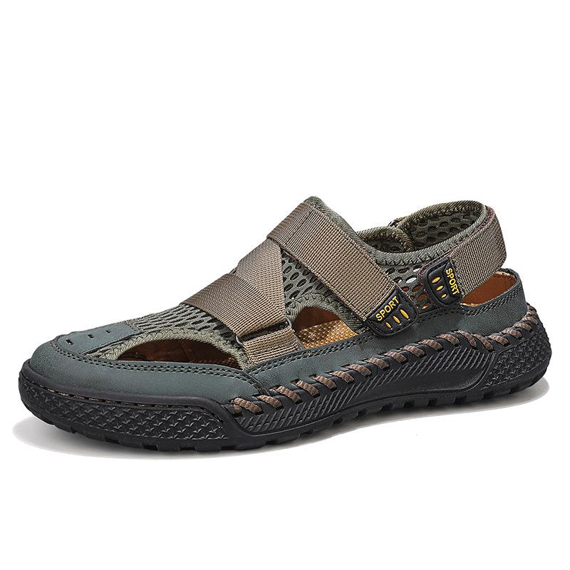 Sandalen Herren Sommer Outdoor Fahren Rutschfest Netz Waten Strandschuhe Outdoor Sport Geschlossene Zehen Upstream Schuhe 47 grün