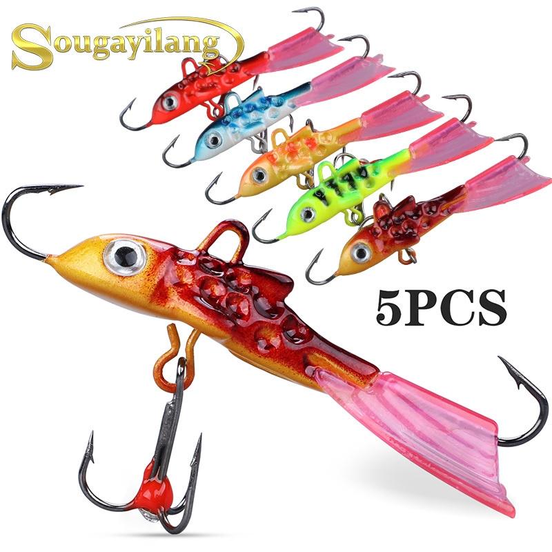 Eis Angelköder 5,5 cm Metall Angelhaken Köder Lockt Winter Outdoor Sport Eis Angelgerät Werkzeug 5 Pcs