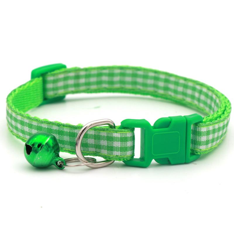 Haustier Klein Kariert Lässig Gewebestoff Hundehalsband Katzenhalsband Identifikation Geschenk Hundehalsband Halsband Dekoration Verlustschutz 1.0CM green