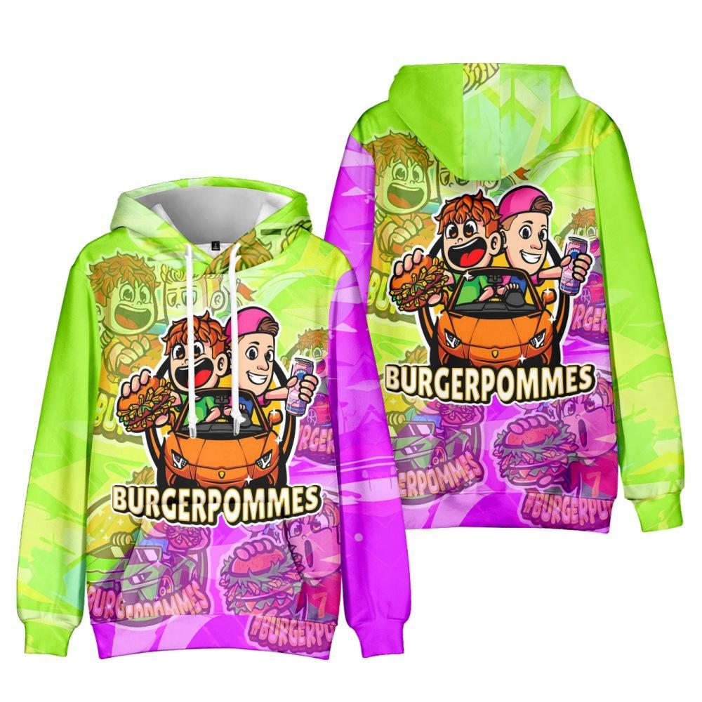 10 Farben Mode für Fans von Burgerpommes ICrimax Grafik bedrucktes Sweatshirt Outdoor Sport Cosplay Pullover Hoodie Cosplay Kostüm XXXL grün