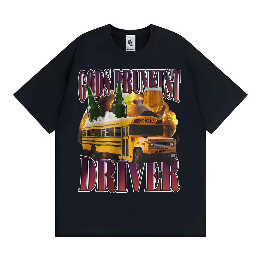 Lustige Götter Betrunkenster Fahrer Humor T-Shirts Trinken und Fahren Instagram Meme T-Shirts Herren Lässiges Baumwoll Übergrößen T-Shirt M