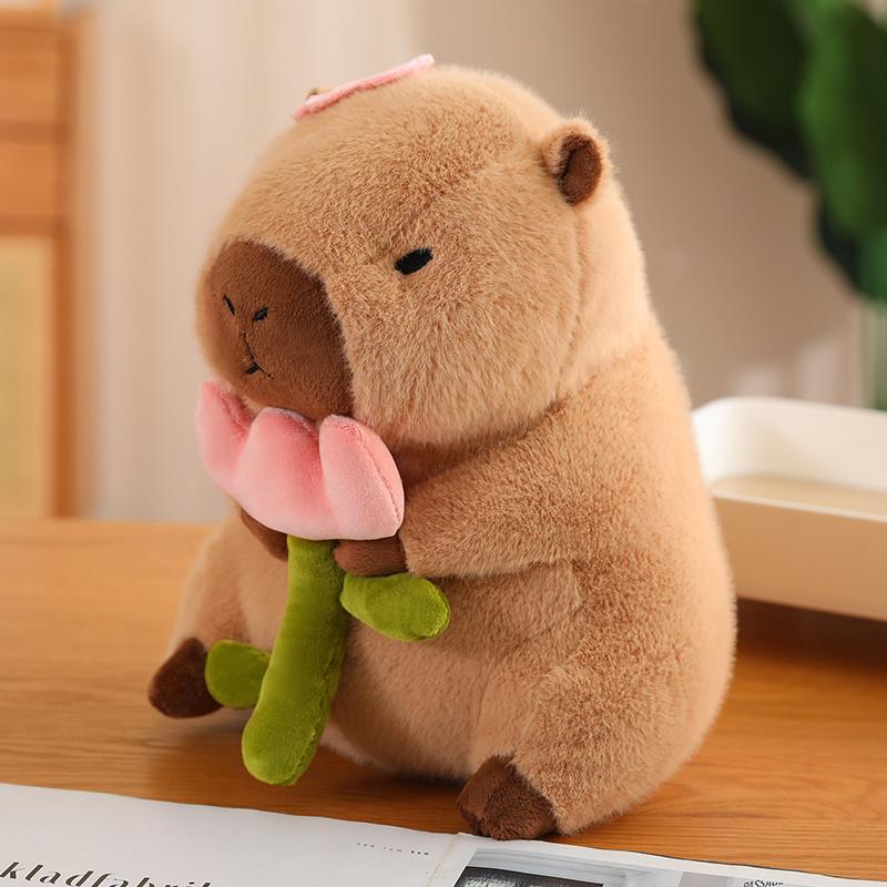 Capybara Plüschtier Simulation Capybara Cosplay Einhorn Dinosaurier Kleid Boba Brot Obst Essen Dekor Vögel Blase Kuscheltiere about 30cm legierung orange