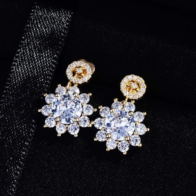 Diwenfu 14 Karat Gold Farbe Aretes De Mujer Ohrstecker Böhmen 3 Karat Aaa + Kristall Edlen Schmuck Runden 14 Karat Gold Granat Ohrring weiß